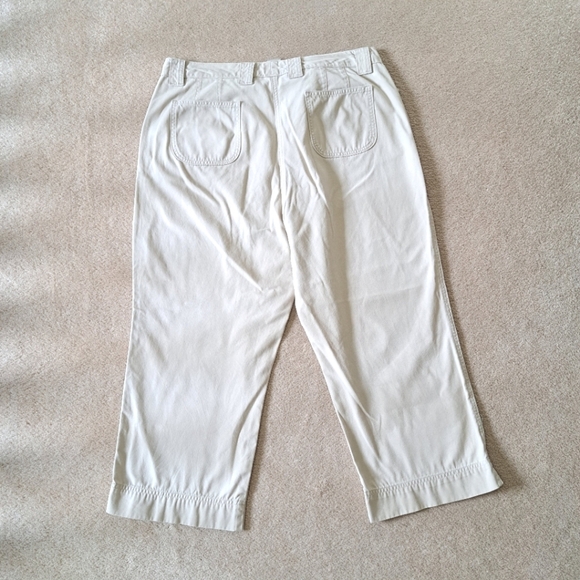 Northern Reflections Cropped Pant Women's Size 14 Beige Wide Leg Capri Cotton - Picture 8 of 12
